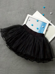Girls Dreamy Solid Tutu Skirt Four Layers Dance Skirt