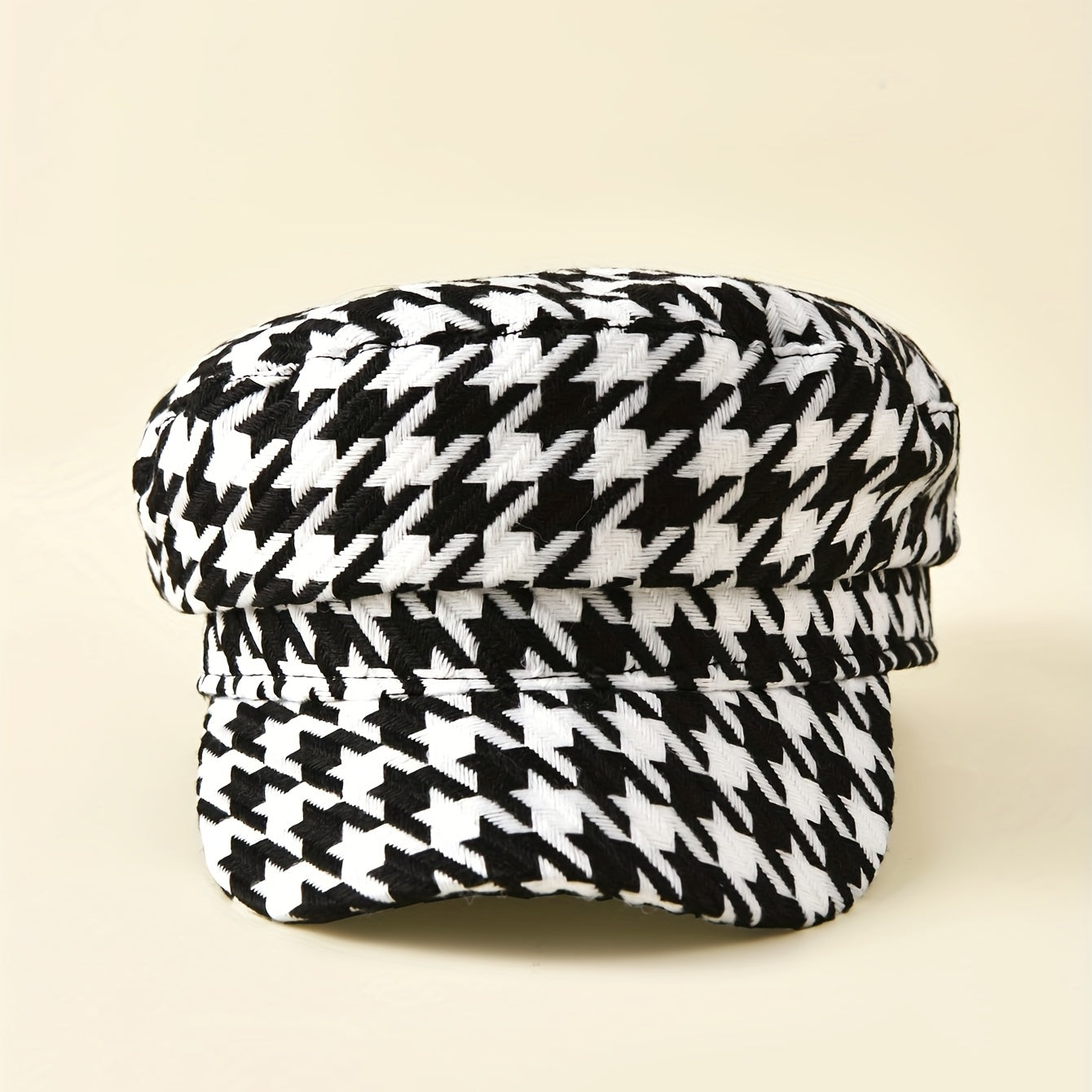 Women's Houndstooth Newsboy Cap Military Style Hat