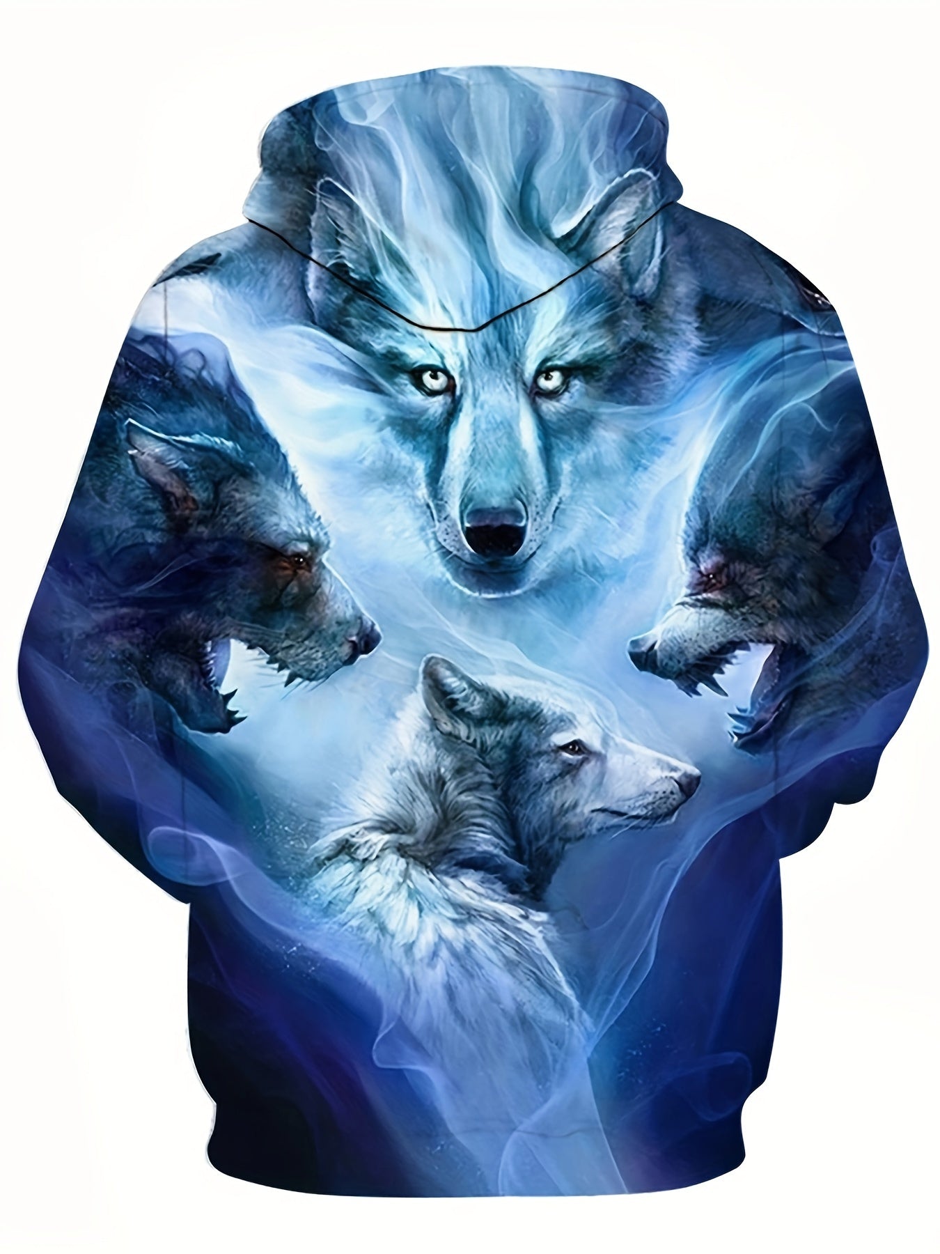 Wolves 3D Print Hoodie for Men Graphic Pullover Autumn Winter