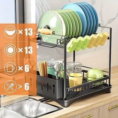 2 Tier Dish Drying Rack with Cup Holder
