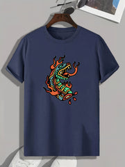 Dragon Print Men's Graphic Tee for Summer