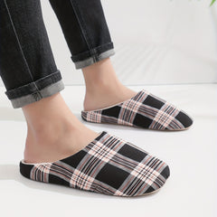 Plaid Memory Foam Home Slippers Couple Style Men's House Casual Shoes