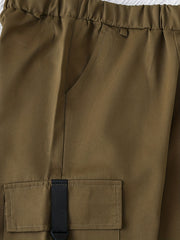 Boys Khaki Cargo Pants with Pockets Spring Fall Outdoor