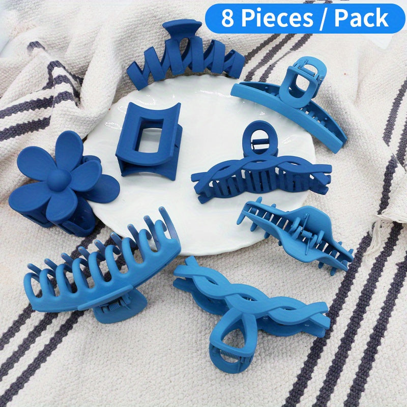 8pcs Plain Hair Clips Claw Clips Girls Hair Accessories