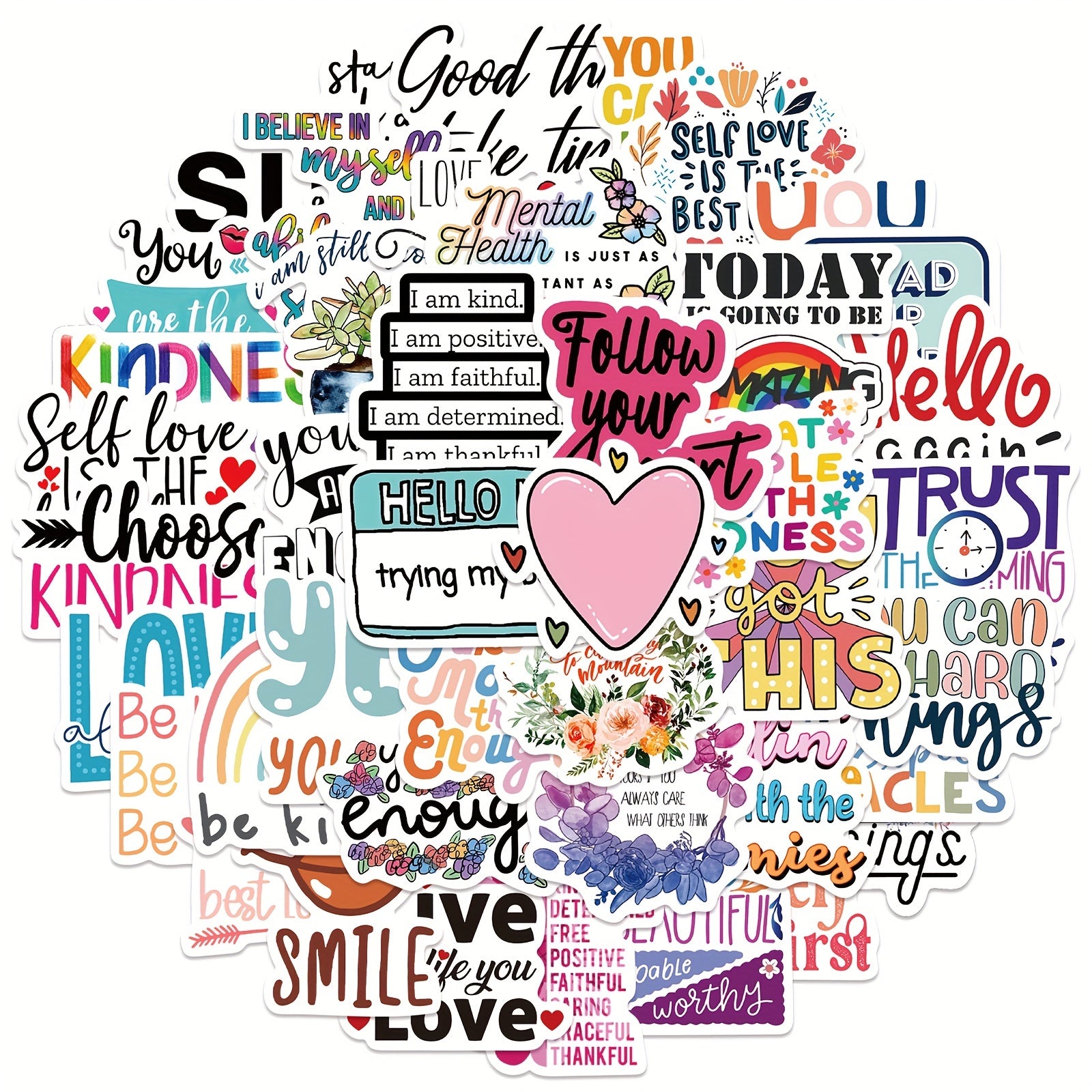 52pcs Motivational Quote Stickers Vinyl Waterproof Positive Words Decals
