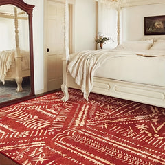 Red Nordic Style Carpet with Tassel for Living Room and Bedroom Decor