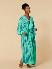 Boho Plus Tie Dye Striped Belted Cover Up