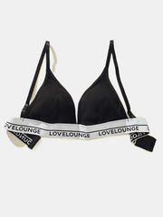 Letter Print Wireless Bra Comfy & Breathable Plunge Bra