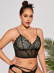 Sexy Bra Eyelash Lace Chain Linked V Neck T-shirt Bra