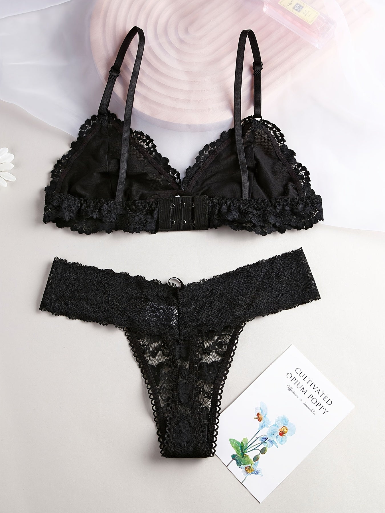 Floral Lace Lingerie Set Unlined Bras & Panties Women's Underwear
