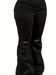 Flared Leg Stretch Washed Denim Pants