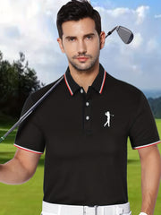 Men's Classic Polo Shirt Breathable Button Up Polo