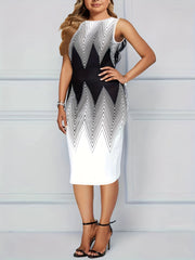 Women's Plus Colorblock Geometric Print Tank Dress