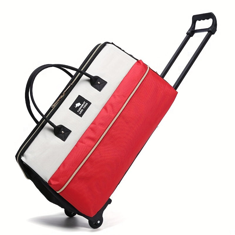 Large Capacity Colorblock Luggage Bag Lightweight Duffle Bag With Wheels