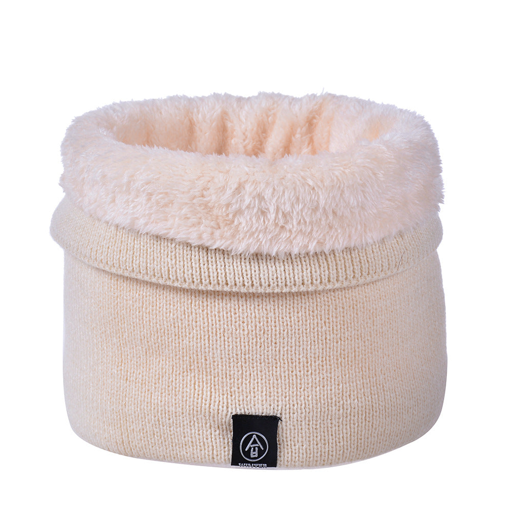 Solid Plush Scarf Leather Marks Neck Warm Head Wrap