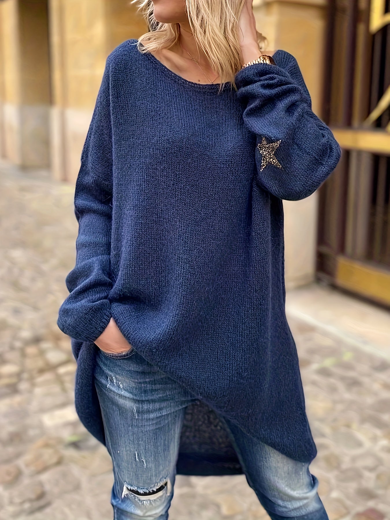Casual Sweater Women's Plus Solid Ribbed Half Zipper