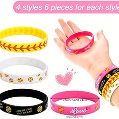 Motivational Softball Bracelet with Letter & Softball Pattern for Fans