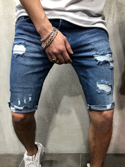 Men's Skinny Fit Ripped Denim Shorts