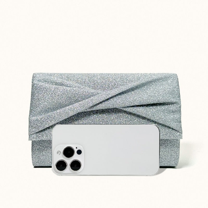 Women's Clutch Purses Evening Bag Wedding Handbags with Chain Argent