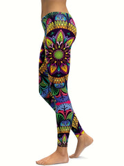 Flower Print Leggings for Yoga Running Fitness