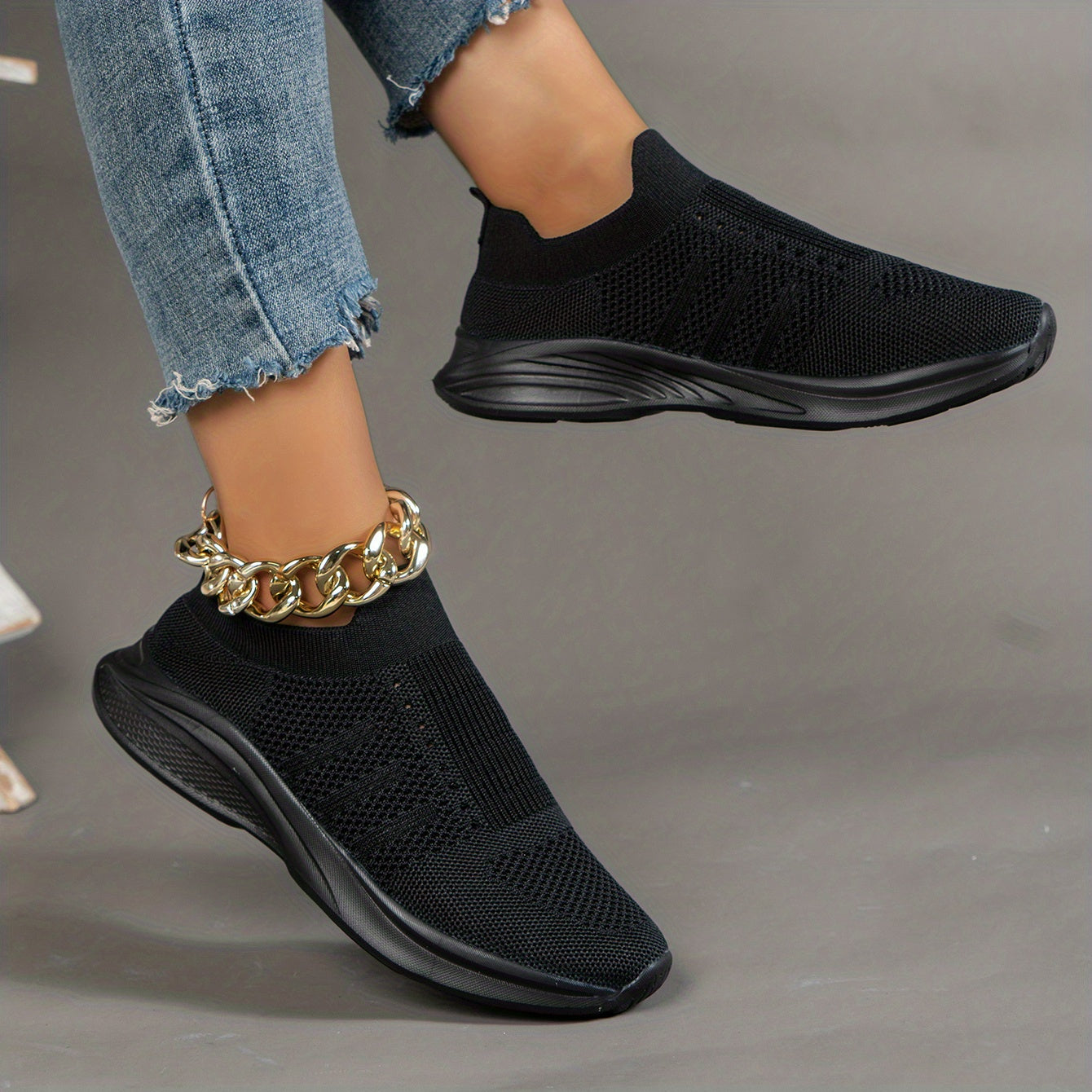 Women's Breathable Knit Slip-On Sneakers Lightweight Trainers