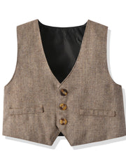 Boys Gentleman Outfit Button Up Shirt Pant Vest