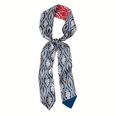Geometric Floral Print Skinny Scarf French Style Ribbon Necktie