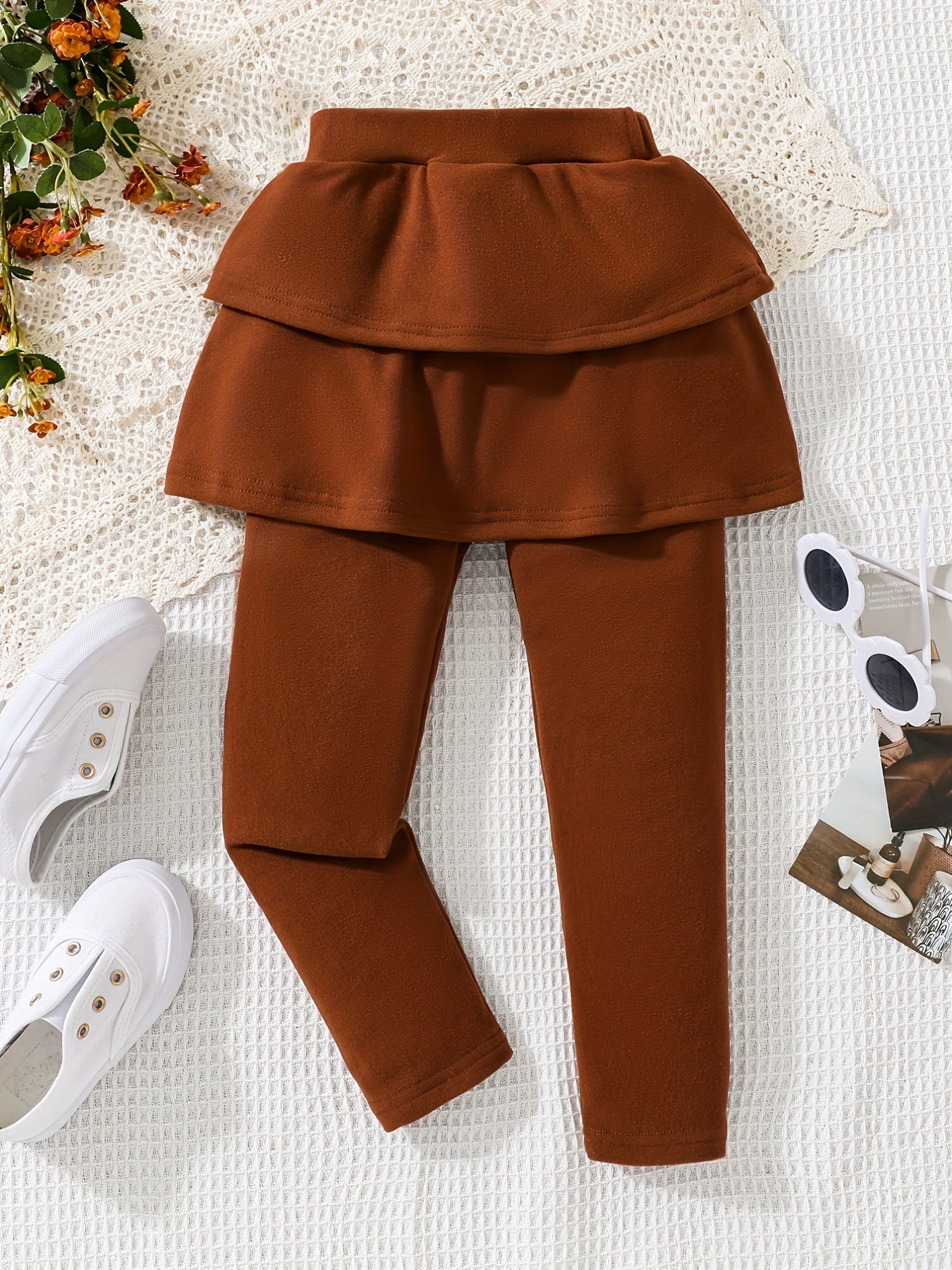 Girls' 2 In 1 Footless Leggings With Tutu Skirt