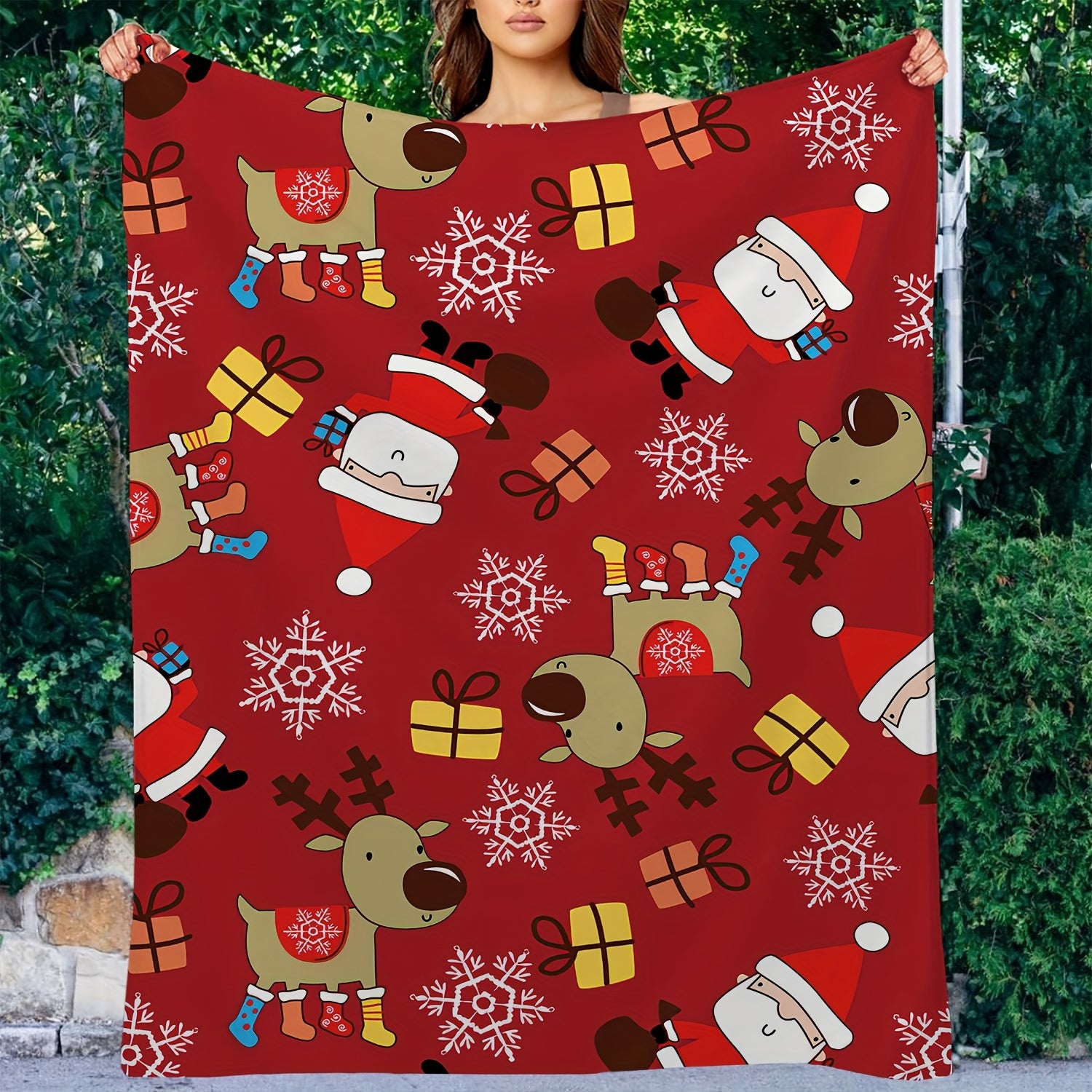 Christmas Soft Lightweight Flannel Warm Blanket Plush Throw For Outdoor