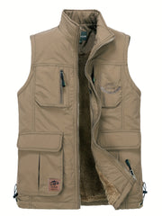 Thermal Cargo Vest Men's Zip Up Spring Summer Outwear