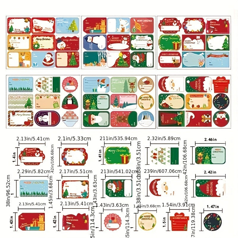 108pcs Xmas Stickers Labels Self Adhesive Christmas Gift Tag