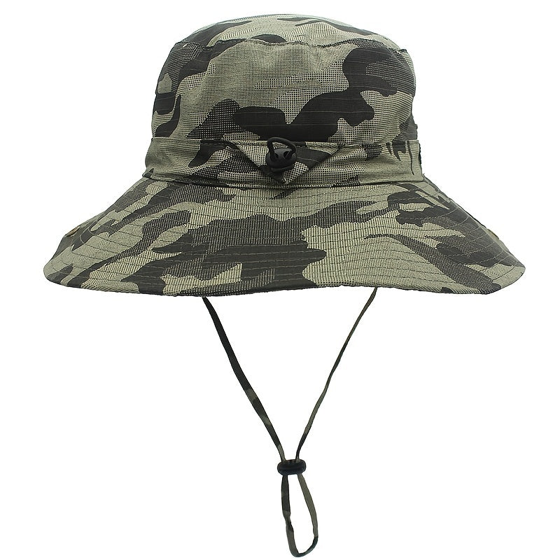 Men's Wide Brim Bucket Hat Sunscreen Benny Hat Camouflage Jungle Fishing Cowboy