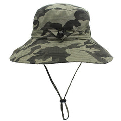 Men's Wide Brim Bucket Hat Sunscreen Benny Hat Camouflage Jungle Fishing Cowboy