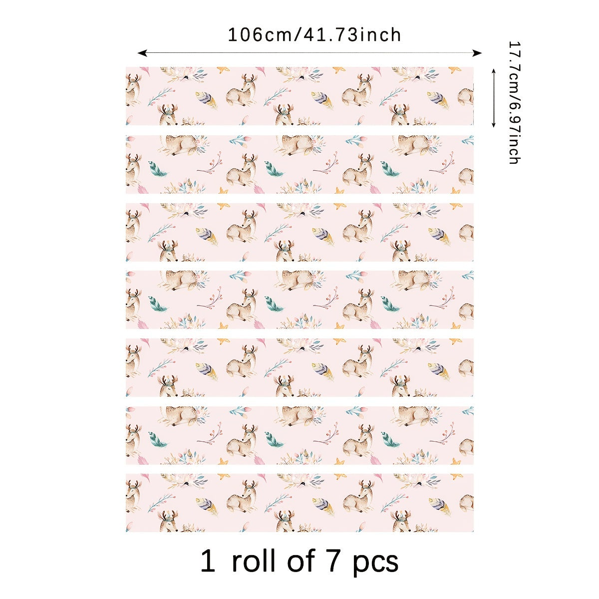 7pcs Animal Print Deer Child Pattern Cartoon Stair Stickers Drawer Stickers