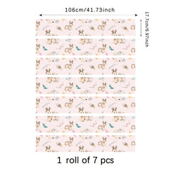 7pcs Animal Print Deer Child Pattern Cartoon Stair Stickers Drawer Stickers