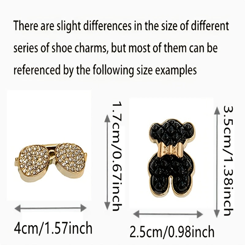 12pcs Shoe Jewelry Bear Glasses Chain Set DIY Shoe Buckle Accessories