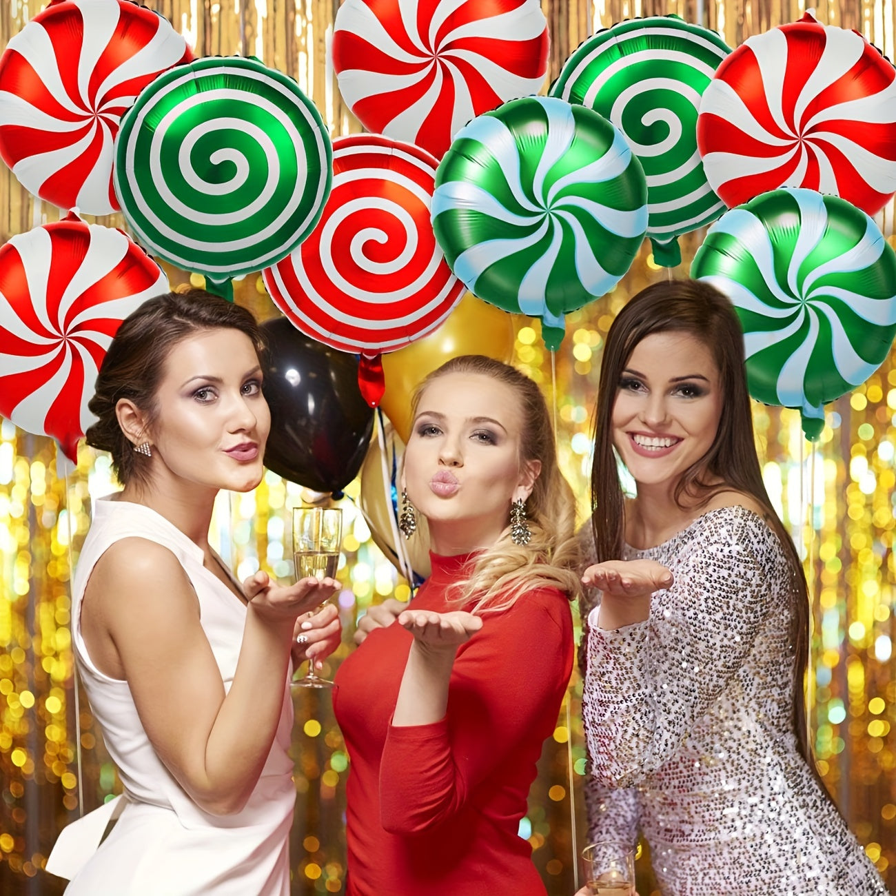 36pcs Christmas Candy Balloons Kit Red Green Mylar Sweet Candies Theme Balloons