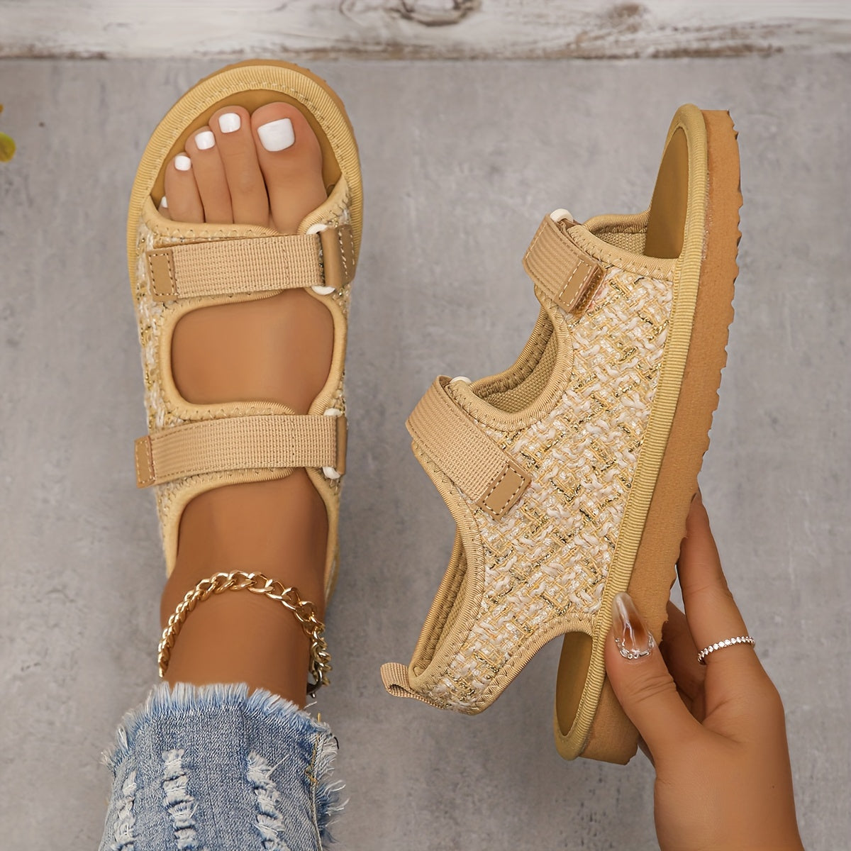 Double Strap Flat Non Slip Sports Sandals