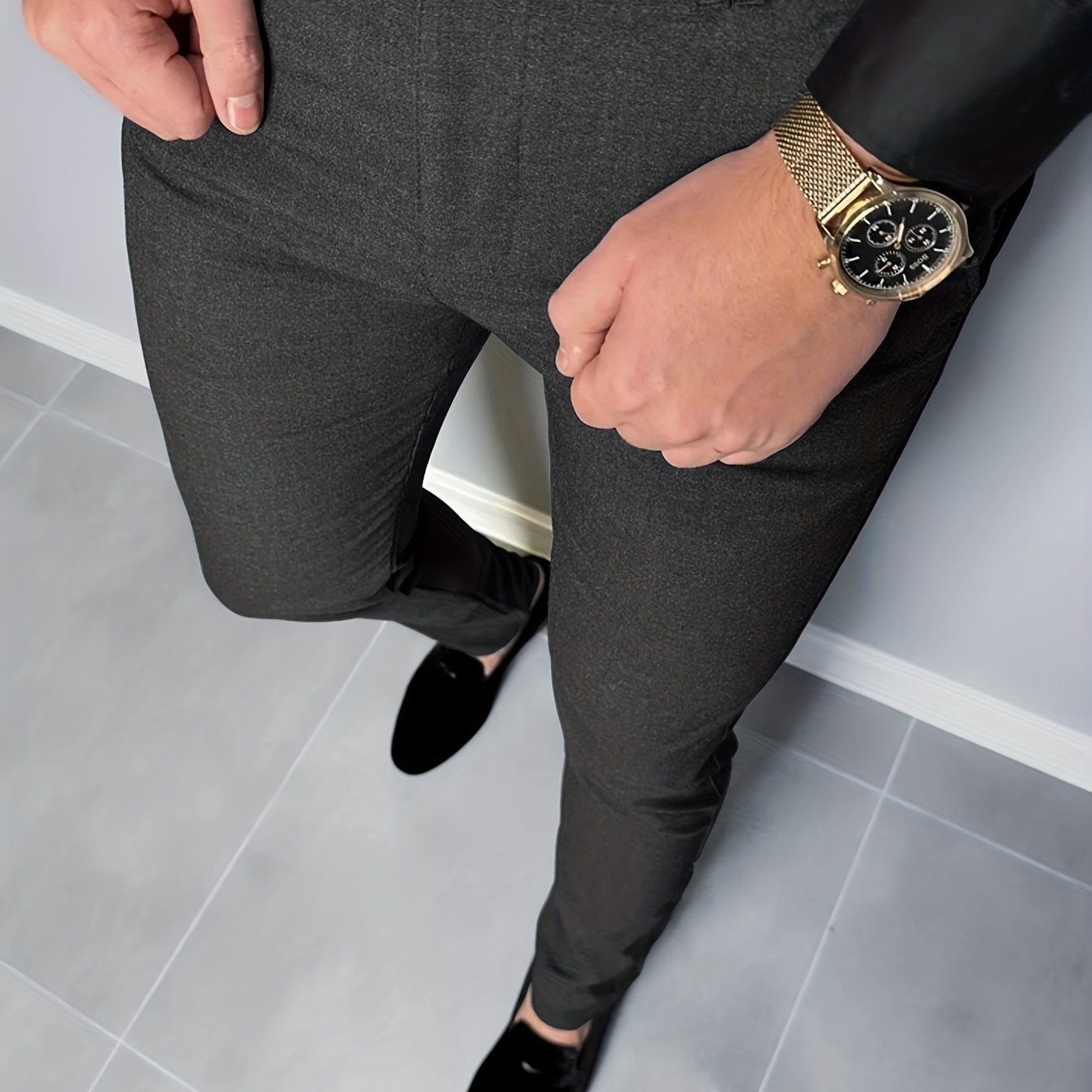 Men's Vintage Style Stretch Dress Pants for Business