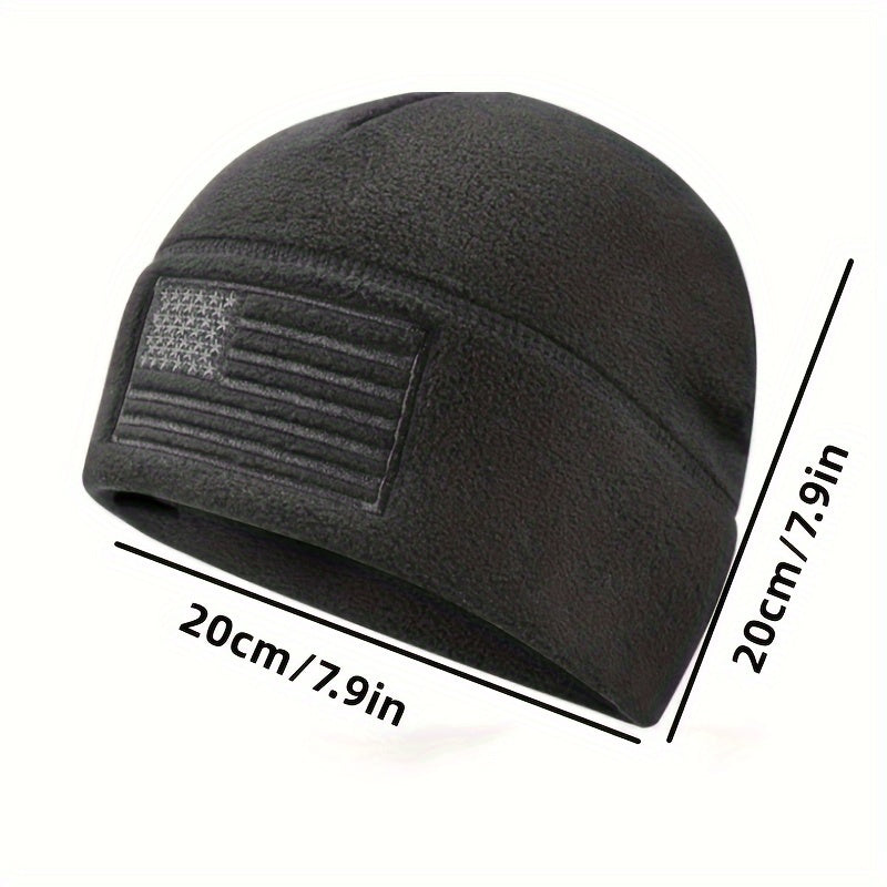 USA Flag Fleece Beanie Winter Skull Cap