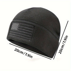 USA Flag Fleece Beanie Winter Skull Cap