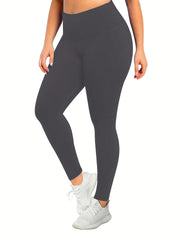 Casual Leggings Women's Plus Solid High Rise Stretchy Skinny Yoga Legg