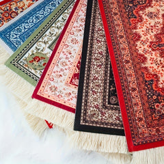 Persian Mini Woven Rug Mat Mouse Pad Retro Style Carpet Pattern Tassels Coaster