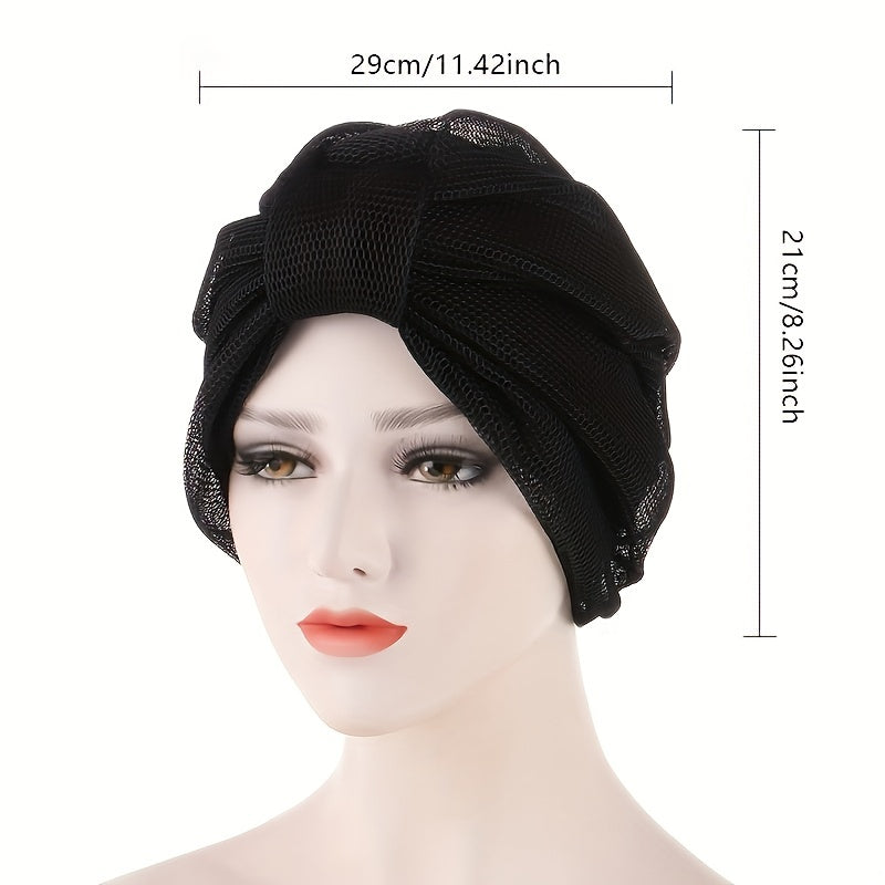 Mesh Turban Cap Solid Head Wraps Casual Breathable Head Scarf