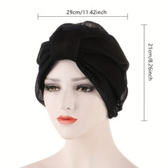 Mesh Turban Cap Solid Head Wraps Casual Breathable Head Scarf