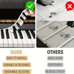 Silicone Non-adhesive Piano Keyboard Sticker 61 Keys