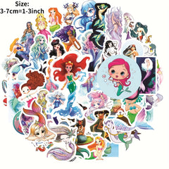 50Pcs Little Mermaid Doodle Stickers for DIY Decor Waterproof Stickers
