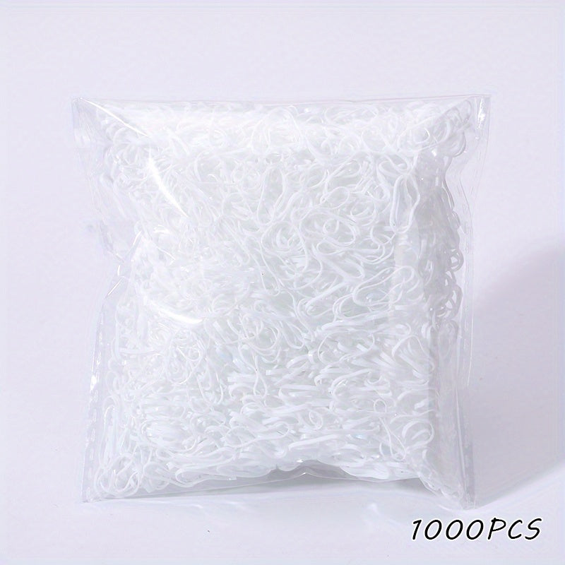 1000pcs Girls Mini Elastic Disposable Colorful Hair Ties Set