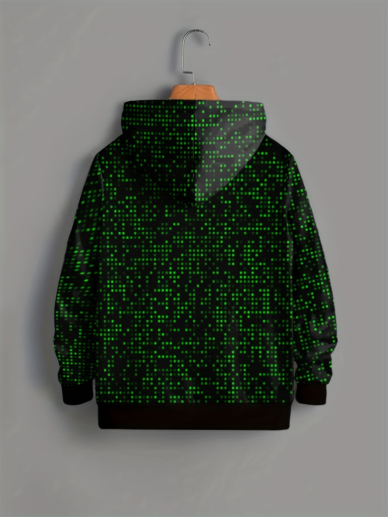 Pixel Square Print Boy's Hoodie Long Sleeve Hooded Sweatshirt