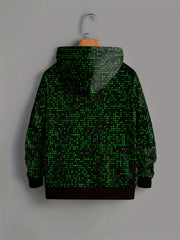 Pixel Square Print Boy's Hoodie Long Sleeve Hooded Sweatshirt